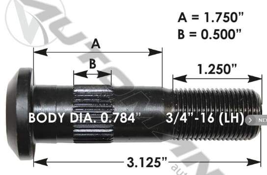 E-4969L-Serrated Wheel Stud, (product_type), (product_vendor) - Nick's Truck Parts
