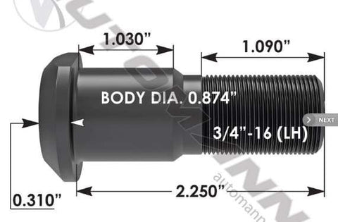 E-4988L-D Head Stud, (product_type), (product_vendor) - Nick's Truck Parts