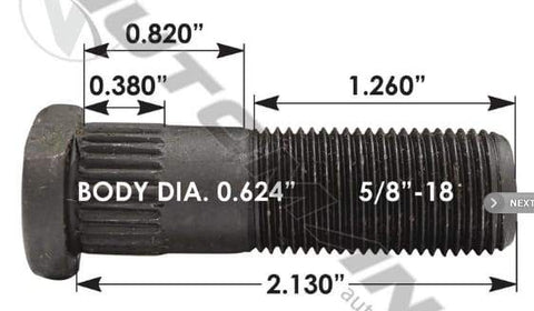 E-5610R-Serrated Wheel Stud, (product_type), (product_vendor) - Nick's Truck Parts
