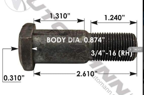 E-5618R-D Head Stud, (product_type), (product_vendor) - Nick's Truck Parts