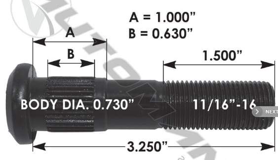 E-5683-Serrated Wheel Stud, (product_type), (product_vendor) - Nick's Truck Parts