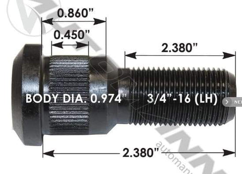 E-5718L-Serrated Wheel Stud, (product_type), (product_vendor) - Nick's Truck Parts