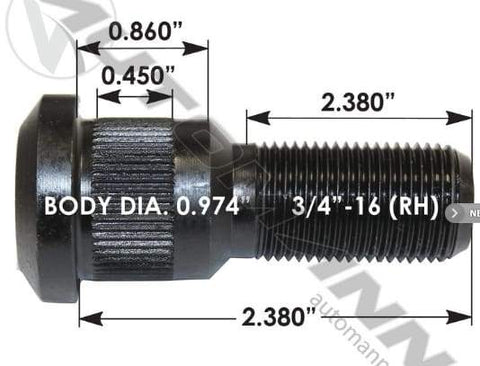 E-5718R-Serrated Wheel Stud, (product_type), (product_vendor) - Nick's Truck Parts