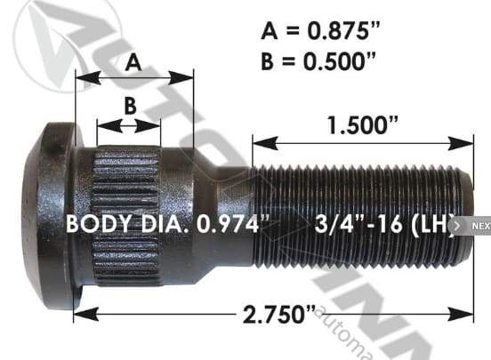 E-5720L-Serrated Wheel Stud, (product_type), (product_vendor) - Nick's Truck Parts