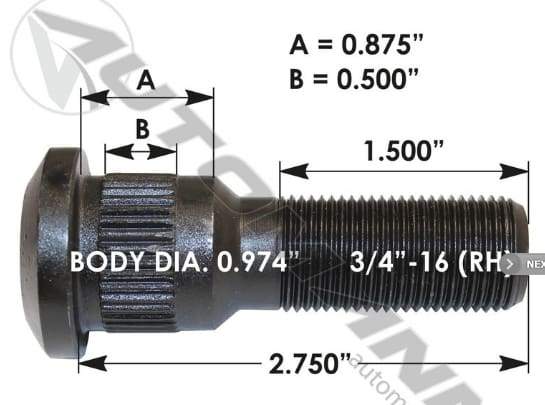 E-5720R-Serrated Wheel Stud, (product_type), (product_vendor) - Nick's Truck Parts