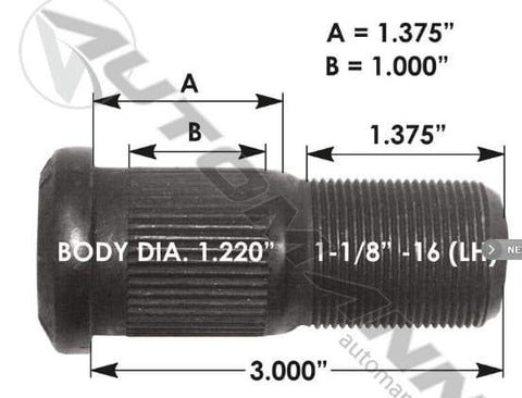 E-5750L-Serrated Wheel Stud, (product_type), (product_vendor) - Nick's Truck Parts