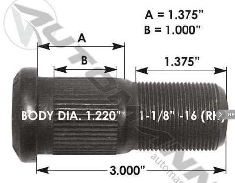 E-5750R-Serrated Wheel Stud, (product_type), (product_vendor) - Nick's Truck Parts