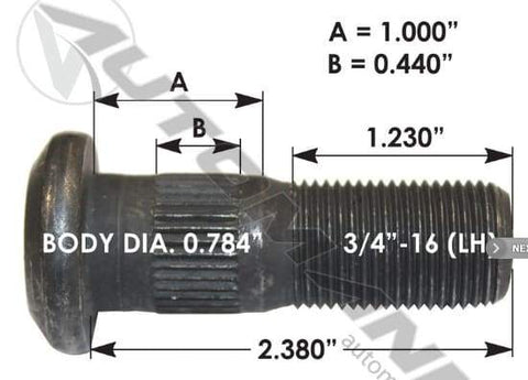 E-5764L-Serrated Wheel Stud, (product_type), (product_vendor) - Nick's Truck Parts