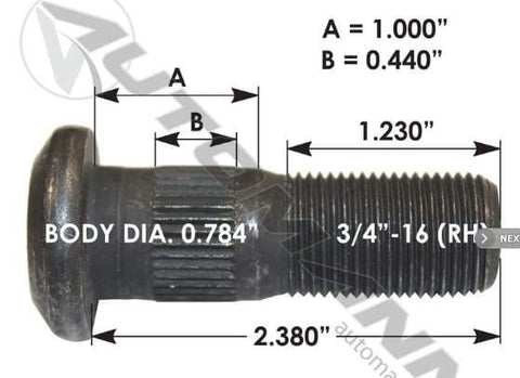 E-5764R-Serrated Wheel Stud, (product_type), (product_vendor) - Nick's Truck Parts