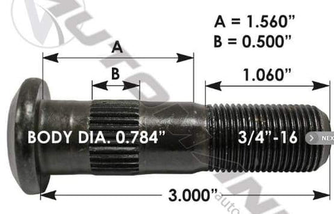 E-5776-Serrated Wheel Stud, (product_type), (product_vendor) - Nick's Truck Parts