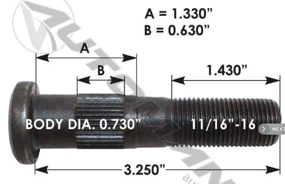 E-5816-Serrated Wheel Stud, (product_type), (product_vendor) - Nick's Truck Parts