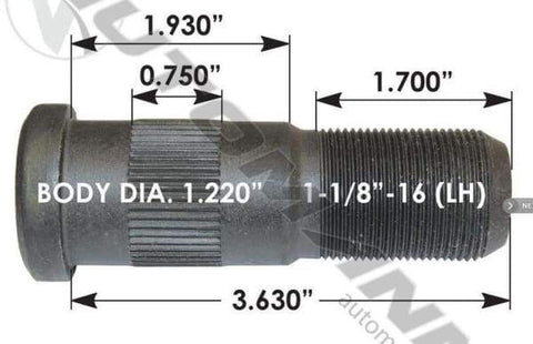 E-5868L-Serrated Wheel Stud, (product_type), (product_vendor) - Nick's Truck Parts