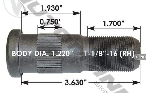 E-5868R-Serrated Wheel Stud, (product_type), (product_vendor) - Nick's Truck Parts