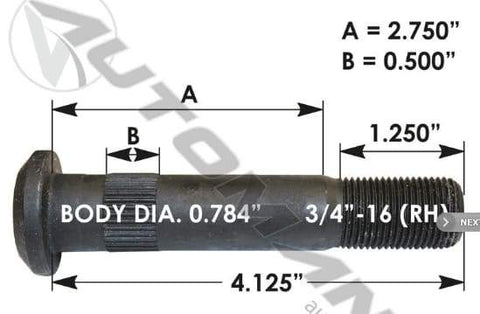 E-5869R-Serrated Wheel Stud, (product_type), (product_vendor) - Nick's Truck Parts