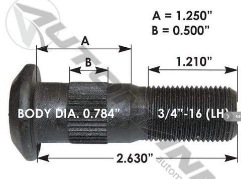 E-5870L-Serrated Wheel Stud, (product_type), (product_vendor) - Nick's Truck Parts