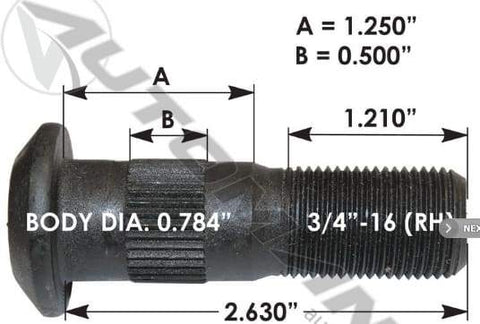 E-5870R-Serrated Wheel Stud, (product_type), (product_vendor) - Nick's Truck Parts