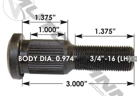 E-5871L-Serrated Wheel Stud, (product_type), (product_vendor) - Nick's Truck Parts