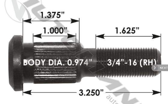 E-5896R-Serrated Wheel Stud, (product_type), (product_vendor) - Nick's Truck Parts