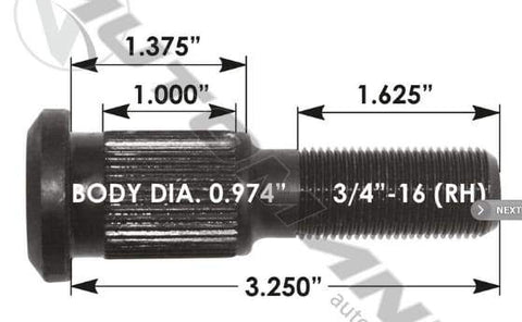 E-5896R-Serrated Wheel Stud, (product_type), (product_vendor) - Nick's Truck Parts