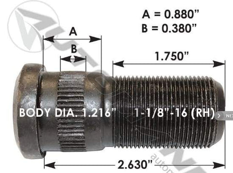 E-5897R-Serrated Wheel Stud, (product_type), (product_vendor) - Nick's Truck Parts