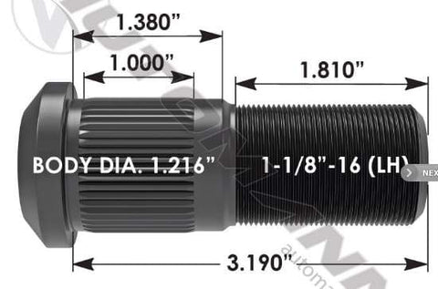 E-5898L-Serrated Wheel Stud, (product_type), (product_vendor) - Nick's Truck Parts