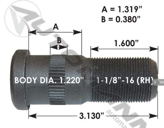 E-5899R-Serrated Wheel Stud, (product_type), (product_vendor) - Nick's Truck Parts