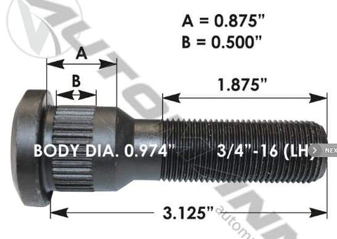 E-5910L-Serrated Wheel Stud, (product_type), (product_vendor) - Nick's Truck Parts