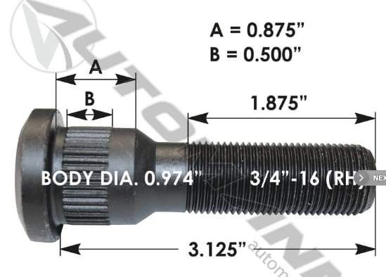 E-5910R-Serrated Wheel Stud, (product_type), (product_vendor) - Nick's Truck Parts