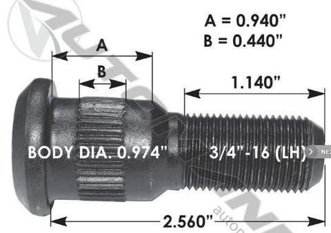 E-5911L-Serrated Wheel Stud, (product_type), (product_vendor) - Nick's Truck Parts