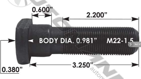 E-5994-Metric Clipped Head Stud, (product_type), (product_vendor) - Nick's Truck Parts