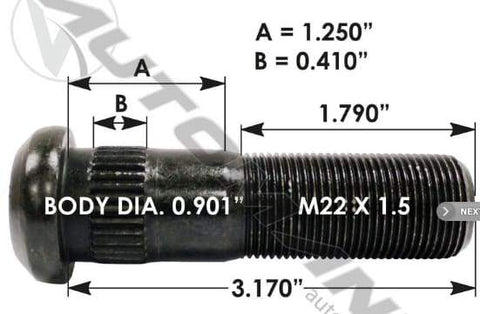 E-5998-Metric Serrated Stud, (product_type), (product_vendor) - Nick's Truck Parts