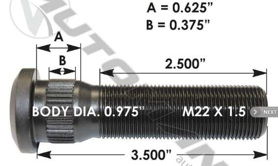 E-6036-Metric Serrated Stud, (product_type), (product_vendor) - Nick's Truck Parts