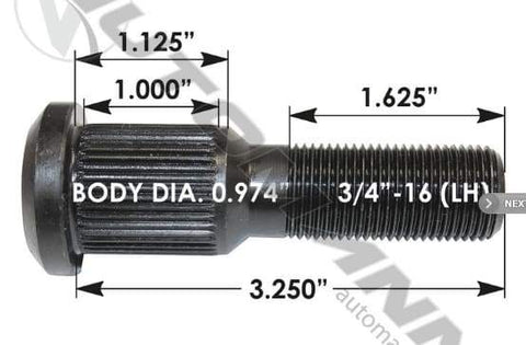 E-6057L-Serrated Wheel Stud, (product_type), (product_vendor) - Nick's Truck Parts