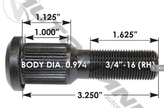 E-6057R-Serrated Wheel Stud, (product_type), (product_vendor) - Nick's Truck Parts