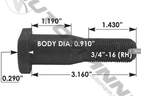 E-8952R-D Head Stud, (product_type), (product_vendor) - Nick's Truck Parts