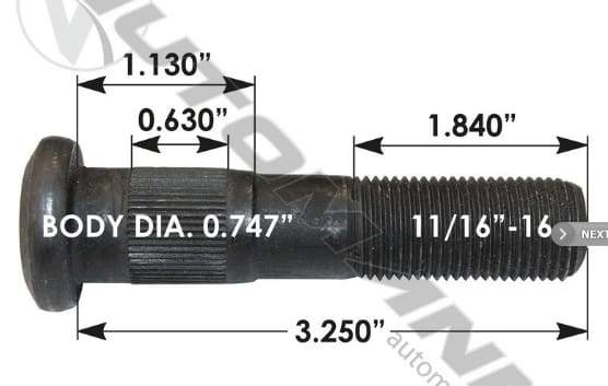 E-8962-Serrated Wheel Stud, (product_type), (product_vendor) - Nick's Truck Parts