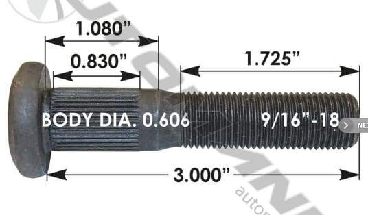 E-8963-Serrated Wheel Stud, (product_type), (product_vendor) - Nick's Truck Parts