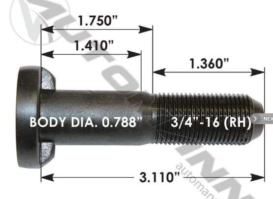E-9004R-Wedge Head Stud, (product_type), (product_vendor) - Nick's Truck Parts