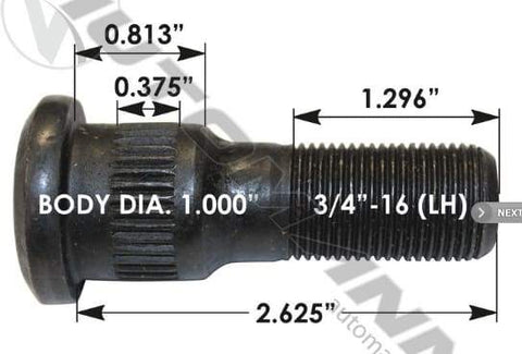 E-9523L-Serrated Wheel Stud, (product_type), (product_vendor) - Nick's Truck Parts