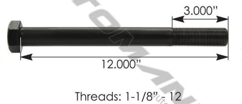 F1181200GR8-Cap Screw 1-1/8in-12 X 12in, (product_type), (product_vendor) - Nick's Truck Parts
