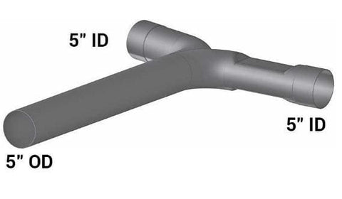 FL-16885-041-5in. 2-Bend OD/ID/ID Y-Pipe, (product_type), (product_vendor) - Nick's Truck Parts