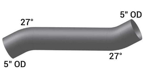 KW-14122-5in. OD/OD Pipe with Double 27 Degree Bends, (product_type), (product_vendor) - Nick's Truck Parts