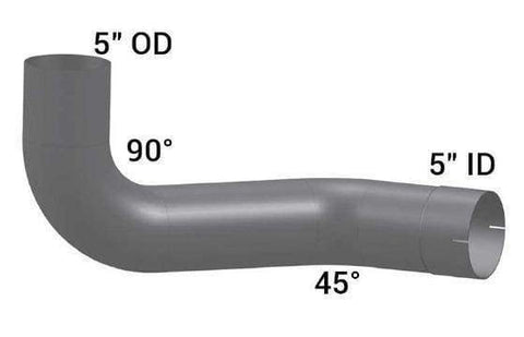 KW-14764LC-5in. 2-Bend ID/OD Pipe Left Chrome, (product_type), (product_vendor) - Nick's Truck Parts