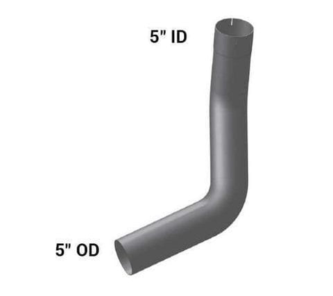 KW-18616RC-5in. 2-Bend ID/OD Pipe Right Chrome, (product_type), (product_vendor) - Nick's Truck Parts
