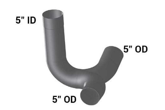 KW-5AEY-5in. 3-Bend ID/OD/OD Y-Pipe ALZ, (product_type), (product_vendor) - Nick's Truck Parts