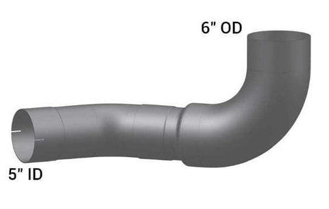 KW6-14764LC-6in.2-Bend OD/R5in.ID Pipe Left Chrome, (product_type), (product_vendor) - Nick's Truck Parts