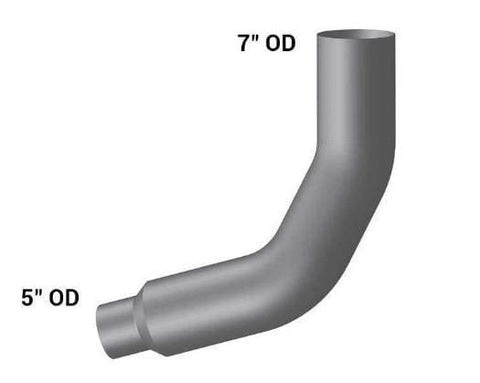 KW7-18615RC-7in. 2-Bend OD/R5in.OD Pipe Right Chrome, (product_type), (product_vendor) - Nick's Truck Parts