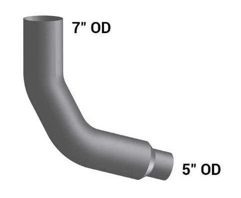 KW7-18616LC-7in. 2-Bend OD/R5in.OD Pipe Left Chrome, (product_type), (product_vendor) - Nick's Truck Parts