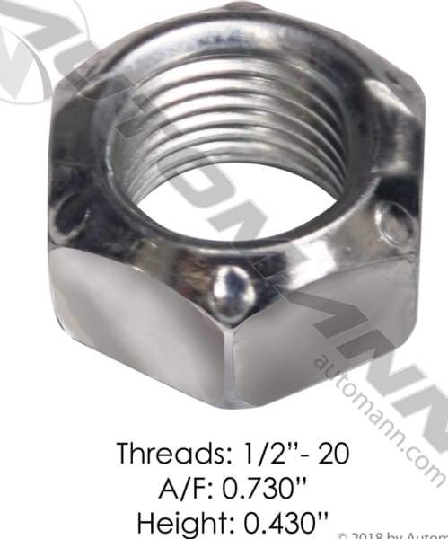 LN-120F-Lock Nut-1/2-20 Steel Lock Nut-Grade C, (product_type), (product_vendor) - Nick's Truck Parts