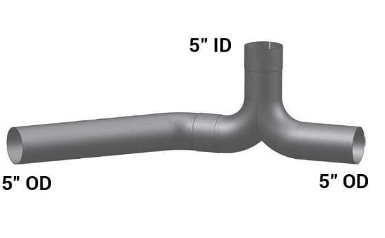 PB-04055Y-5in. 3-Bend ID/OD/OD Y-Pipe, (product_type), (product_vendor) - Nick's Truck Parts